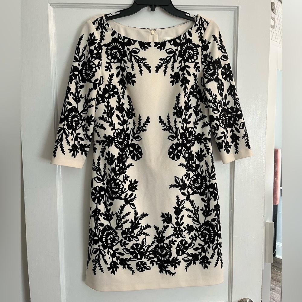 Long Sleeve Black and White Dress